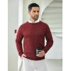 imageCOOFANDY Mens Crewneck Pullover Sweaters Business Casual Long Sleeve Slim Fit Sweater Chunky Cable Knit SweaterWine Red