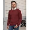 imageCOOFANDY Mens Crewneck Pullover Sweaters Business Casual Long Sleeve Slim Fit Sweater Chunky Cable Knit SweaterWine Red
