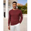imageCOOFANDY Mens Crewneck Pullover Sweaters Business Casual Long Sleeve Slim Fit Sweater Chunky Cable Knit SweaterWine Red