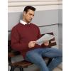 imageCOOFANDY Mens Crewneck Pullover Sweaters Business Casual Long Sleeve Slim Fit Sweater Chunky Cable Knit SweaterWine Red