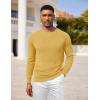 imageCOOFANDY Mens Crewneck Pullover Sweaters Business Casual Long Sleeve Slim Fit Sweater Chunky Cable Knit SweaterYellow