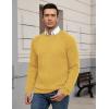 imageCOOFANDY Mens Crewneck Pullover Sweaters Business Casual Long Sleeve Slim Fit Sweater Chunky Cable Knit SweaterYellow