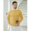 imageCOOFANDY Mens Crewneck Pullover Sweaters Business Casual Long Sleeve Slim Fit Sweater Chunky Cable Knit SweaterYellow