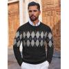 imageCOOFANDY Mens Crewneck Sweater Pullover Knit Sweater Lightweight Sweaters with Ribbing EdgeArgyle  Black