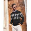 imageCOOFANDY Mens Crewneck Sweater Pullover Knit Sweater Lightweight Sweaters with Ribbing EdgeArgyle  Black