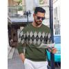 imageCOOFANDY Mens Crewneck Sweater Pullover Knit Sweater Lightweight Sweaters with Ribbing EdgeArgyle  Green