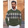 imageCOOFANDY Mens Crewneck Sweater Pullover Knit Sweater Lightweight Sweaters with Ribbing EdgeArgyle  Green