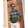 imageCOOFANDY Mens Crewneck Sweater Pullover Knit Sweater Lightweight Sweaters with Ribbing EdgeArgyle  Green