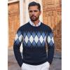 imageCOOFANDY Mens Crewneck Sweater Pullover Knit Sweater Lightweight Sweaters with Ribbing EdgeArgyle  Navy Blue