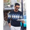 imageCOOFANDY Mens Crewneck Sweater Pullover Knit Sweater Lightweight Sweaters with Ribbing EdgeArgyle  Navy Blue