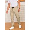 imageCOOFANDY Mens Drawstring Casual Pants Cotton Twill Elastic Waist Chino PantsLight Khaki