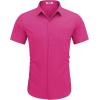 imageCOOFANDY Mens Dress Shirts Short Sleeve Business Casual Regular Fit Button Down Shirts with PocketBright Pink