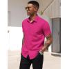 imageCOOFANDY Mens Dress Shirts Short Sleeve Business Casual Regular Fit Button Down Shirts with PocketBright Pink
