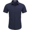 imageCOOFANDY Mens Dress Shirts Short Sleeve Business Casual Regular Fit Button Down Shirts with PocketDark Navy