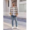 imageCOOFANDY Mens Flannel Shirts Long Sleeve Button Down Shirt Casual Shirts Work Shirts for MenBeige Brown