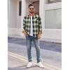 imageCOOFANDY Mens Flannel Shirts Long Sleeve Button Down Shirt Casual Shirts Work Shirts for MenGreen
