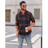 imageCOOFANDY Mens Flannel Shirts Long Sleeve Button Down Shirt Casual Shirts Work Shirts for MenNavy and Brown