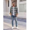 imageCOOFANDY Mens Flannel Shirts Long Sleeve Button Down Shirt Casual Shirts Work Shirts for MenWhiteBlack Plaid