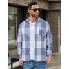 imageCOOFANDY Mens Flannel Shirts Long Sleeve Lightweight Plaid Shirt Casual Button Down Shirts JacketBlue White Plaid
