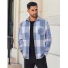 imageCOOFANDY Mens Flannel Shirts Long Sleeve Lightweight Plaid Shirt Casual Button Down Shirts JacketBlue White Plaid