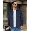 imageCOOFANDY Mens Flannel Shirts Long Sleeve Lightweight Plaid Shirt Casual Button Down Shirts JacketNavy Blue Solid