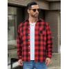 imageCOOFANDY Mens Flannel Shirts Long Sleeve Lightweight Plaid Shirt Casual Button Down Shirts JacketRed Black