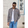 imageCOOFANDY Mens Flannel Shirts Long Sleeve Lightweight Plaid Shirt Casual Button Down Shirts with PocketBlue White