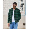 imageCOOFANDY Mens Flannel Shirts Long Sleeve Lightweight Plaid Shirt Casual Button Down Shirts with PocketDark Green