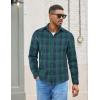 imageCOOFANDY Mens Flannel Shirts Long Sleeve Lightweight Plaid Shirt Casual Button Down Shirts with PocketGreen