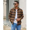 imageCOOFANDY Mens Flannel Shirts Long Sleeve Lightweight Plaid Shirt Casual Button Down Shirts with PocketKhaki