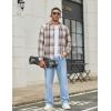imageCOOFANDY Mens Flannel Shirts Long Sleeve Lightweight Plaid Shirt Casual Button Down Shirts with PocketLight Khaki