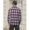 imageCOOFANDY Mens Flannel Shirts Long Sleeve Plaid Button Down Shirt Cotton Casual Work Shirts with PocketsNavy Red White