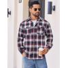 imageCOOFANDY Mens Flannel Shirts Long Sleeve Plaid Button Down Shirt Cotton Casual Work Shirts with PocketsNavy Red White