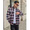 imageCOOFANDY Mens Flannel Shirts Long Sleeve Plaid Button Down Shirt Cotton Casual Work Shirts with PocketsNavy Red White