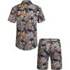 imageCOOFANDY Mens Hawaiian Matching Set Summer Beach 2 Piece Outfits Flower Button Down Shirts and Shorts Vacation OutfitsMulticolor