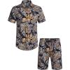 imageCOOFANDY Mens Hawaiian Matching Set Summer Beach 2 Piece Outfits Flower Button Down Shirts and Shorts Vacation OutfitsMulticolor