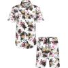 imageCOOFANDY Mens Hawaiian Matching Set Summer Beach 2 Piece Outfits Flower Button Down Shirts and Shorts Vacation OutfitsPineapple Flower