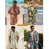 imageCOOFANDY Mens Hawaiian Matching Set Summer Beach 2 Piece Outfits Flower Button Down Shirts and Shorts Vacation OutfitsWhite
