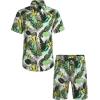 imageCOOFANDY Mens Hawaiian Matching Set Summer Beach 2 Piece Outfits Flower Button Down Shirts and Shorts Vacation OutfitsWhite