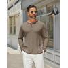 imageCOOFANDY Mens Henley Shirts Long Sleeve Casual Maverick Slub Henley TShirts Lightweight Basic Tee02khaki