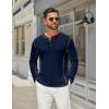 imageCOOFANDY Mens Henley Shirts Long Sleeve Casual Maverick Slub Henley TShirts Lightweight Basic Tee02navy Blue