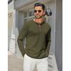 imageCOOFANDY Mens Henley Shirts Long Sleeve Casual Maverick Slub Henley TShirts Lightweight Basic TeeArmy Green