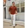 imageCOOFANDY Mens Henley Shirts Long Sleeve Casual Maverick Slub Henley TShirts Lightweight Basic TeeCaramel