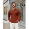 imageCOOFANDY Mens Henley Shirts Long Sleeve Casual Maverick Slub Henley TShirts Lightweight Basic TeeCaramel