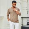 imageCOOFANDY Mens Henley Shirts Long Sleeve Casual Pullover TShirt Fashion Basic Button ShirtsKhaki