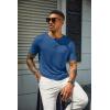 imageCOOFANDY Mens Henley Shirts Short Sleeve Casual Summer Basic T Shirt Soild Button Tee TopAdark Blue