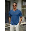 imageCOOFANDY Mens Henley Shirts Short Sleeve Casual Summer Basic T Shirt Soild Button Tee TopAdark Blue