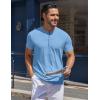 imageCOOFANDY Mens Henley Shirts Short Sleeve Collarless Button TShirt Fashion Casual Basic Tee TopsLight Blue