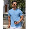 imageCOOFANDY Mens Henley Shirts Short Sleeve Collarless Button TShirt Fashion Casual Basic Tee TopsLight Blue