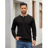 imageCOOFANDY Mens Henley Sweater Long Sleeve Quarter Button Sweaters Casual Knit Pullover SweaterBlack